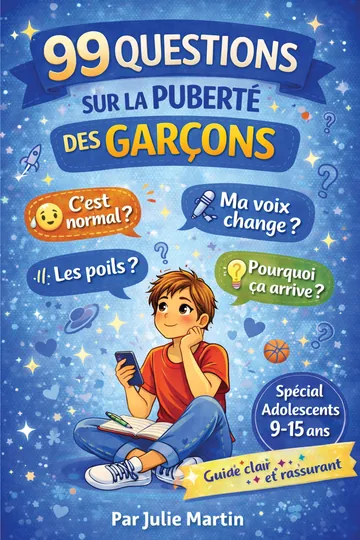 Couverture de 99 Questions sur la puberté des garçons, par Julie Martin